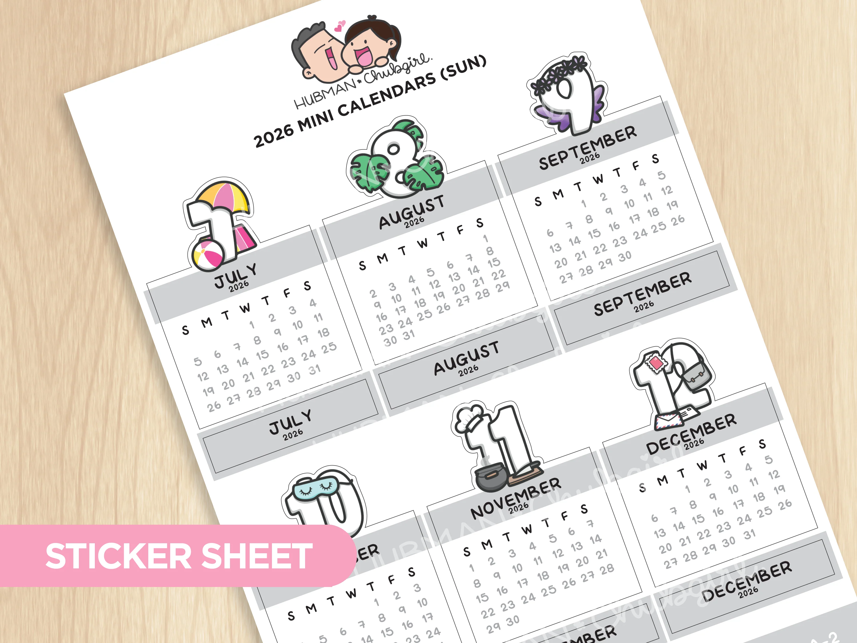 2026 Calendars Sticker Set - Image 3