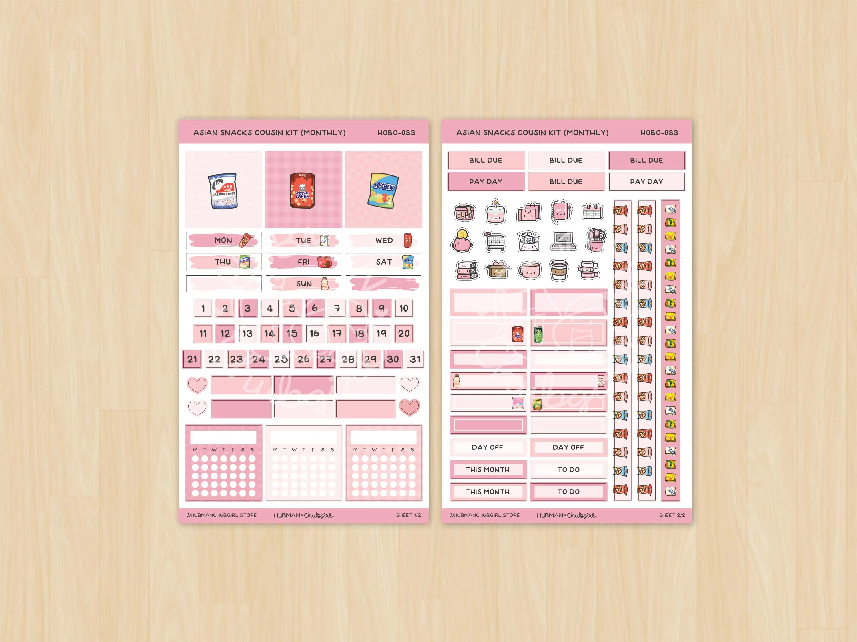 Asian Snacks Theme Hobonichi Cousin Monthly Kit (Set of 2) - Image 2