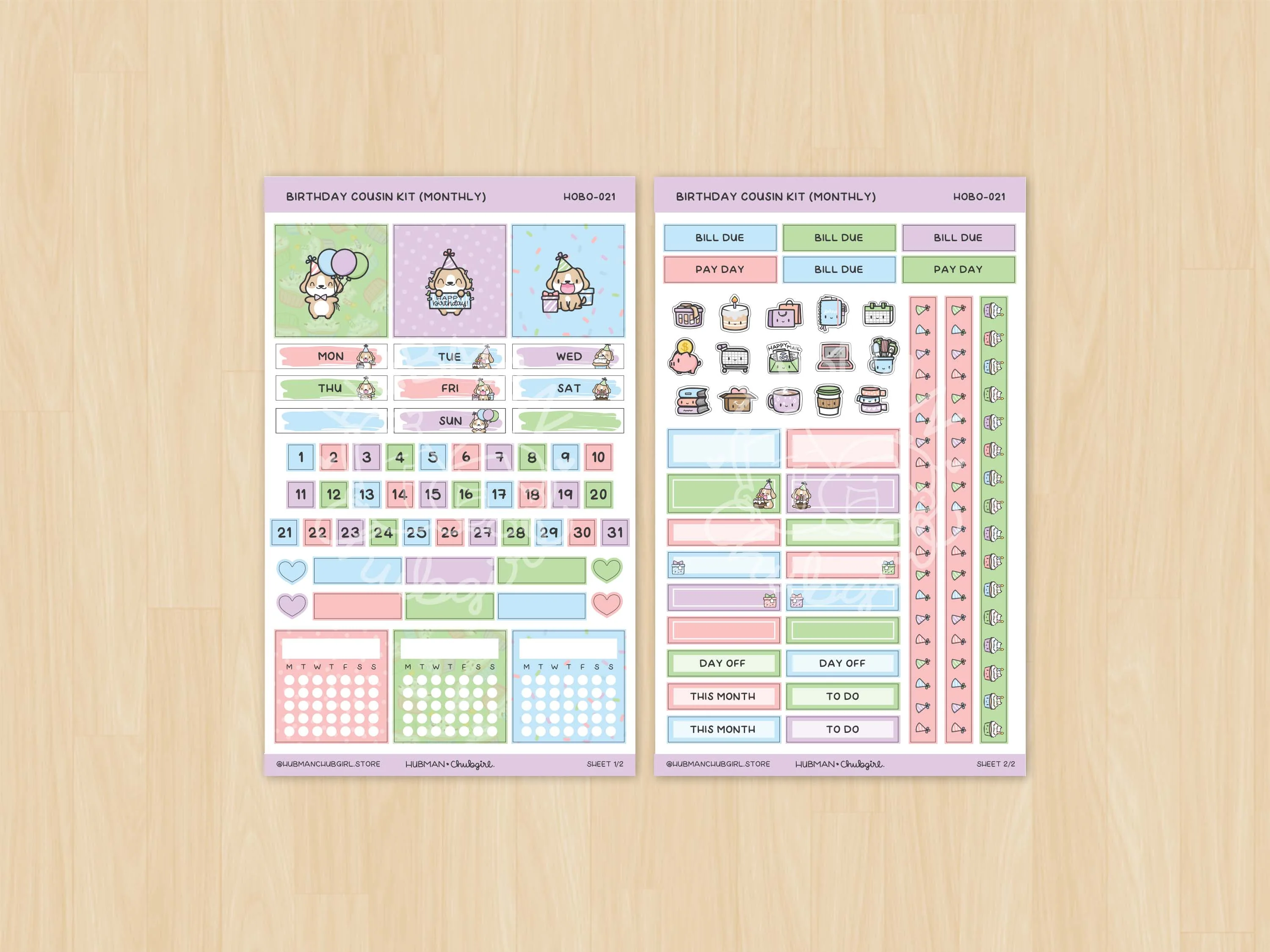 Birthday Theme Hobonichi Cousin Monthly Kit (Set of 2) - Image 2