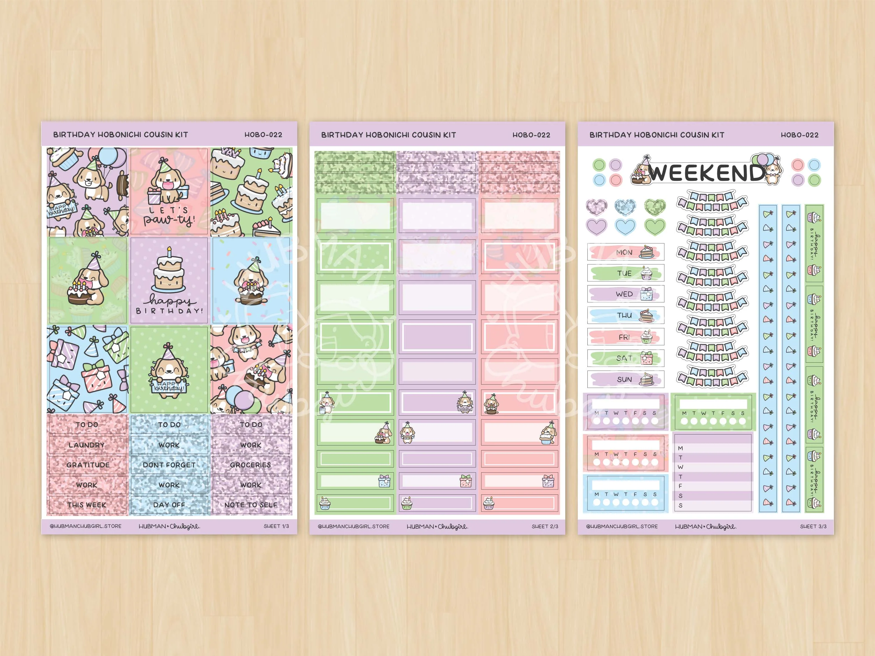 Birthday Theme Hobonichi Cousin Weekly Kit (Set of 3) - Image 2
