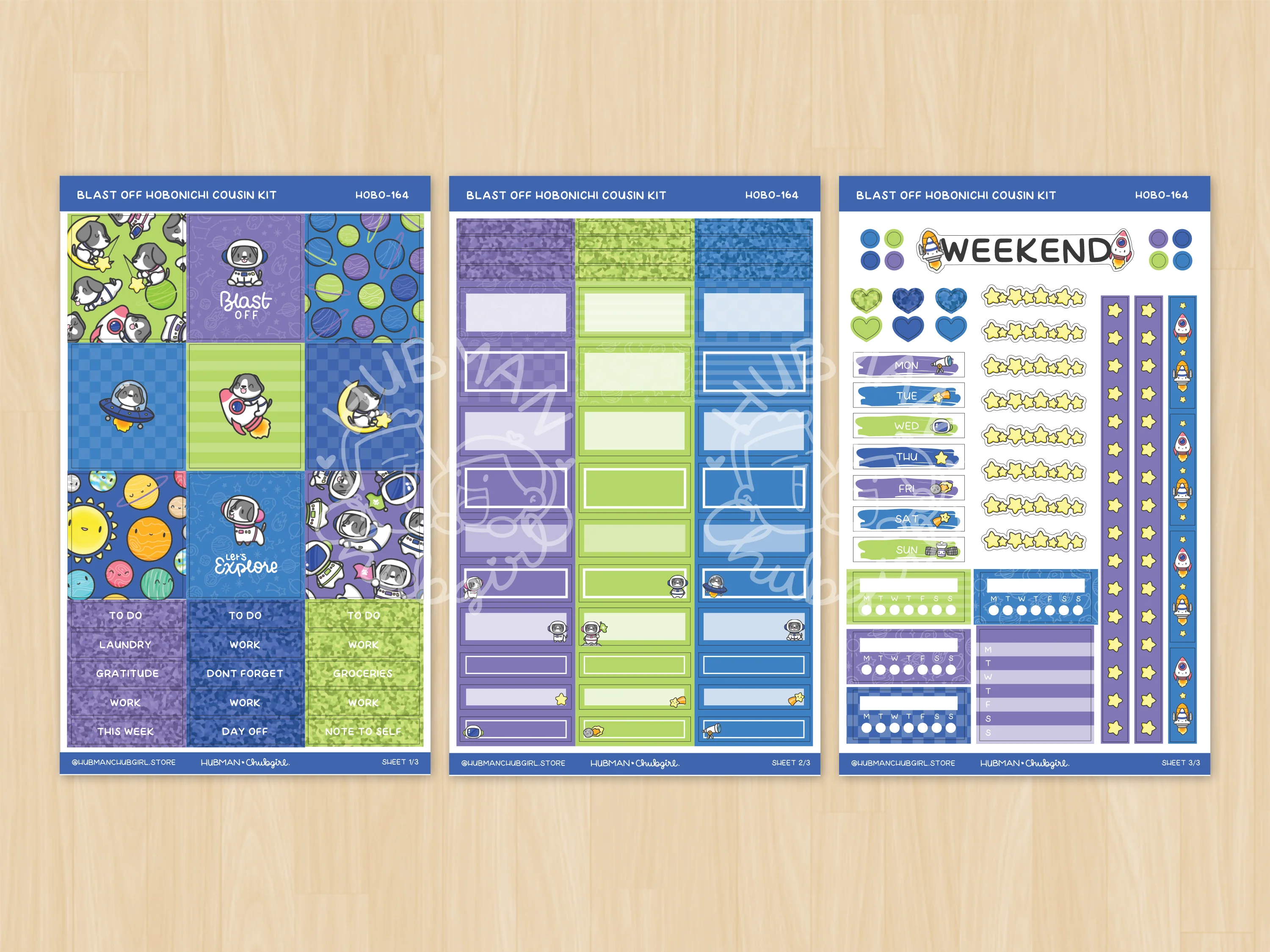Blast Off Theme Hobonichi Cousin Weekly Kit (Set of 3) - Image 2