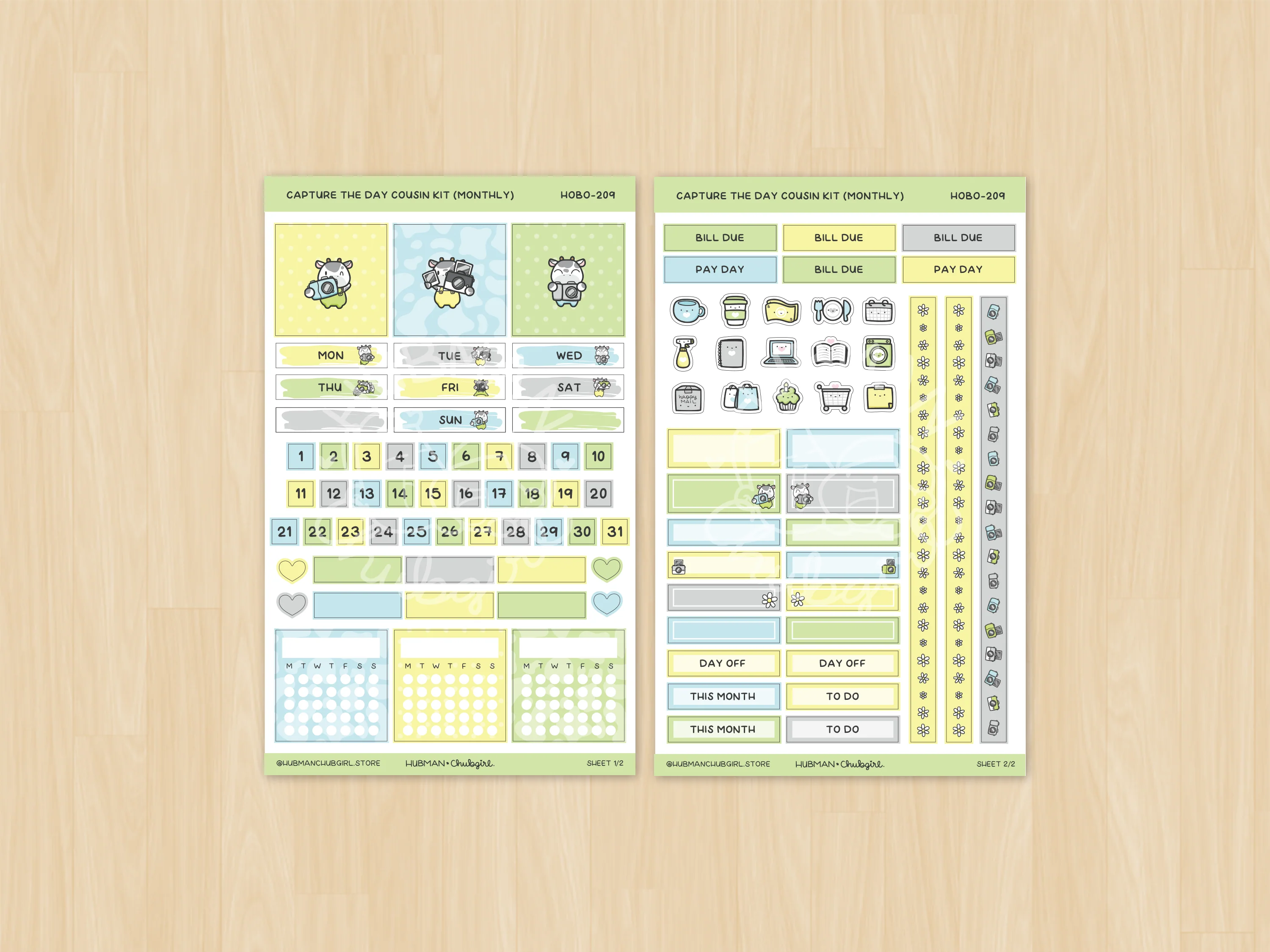 Capture the Day Theme Hobonichi Cousin Monthly Kit (Set of 2) - Image 2