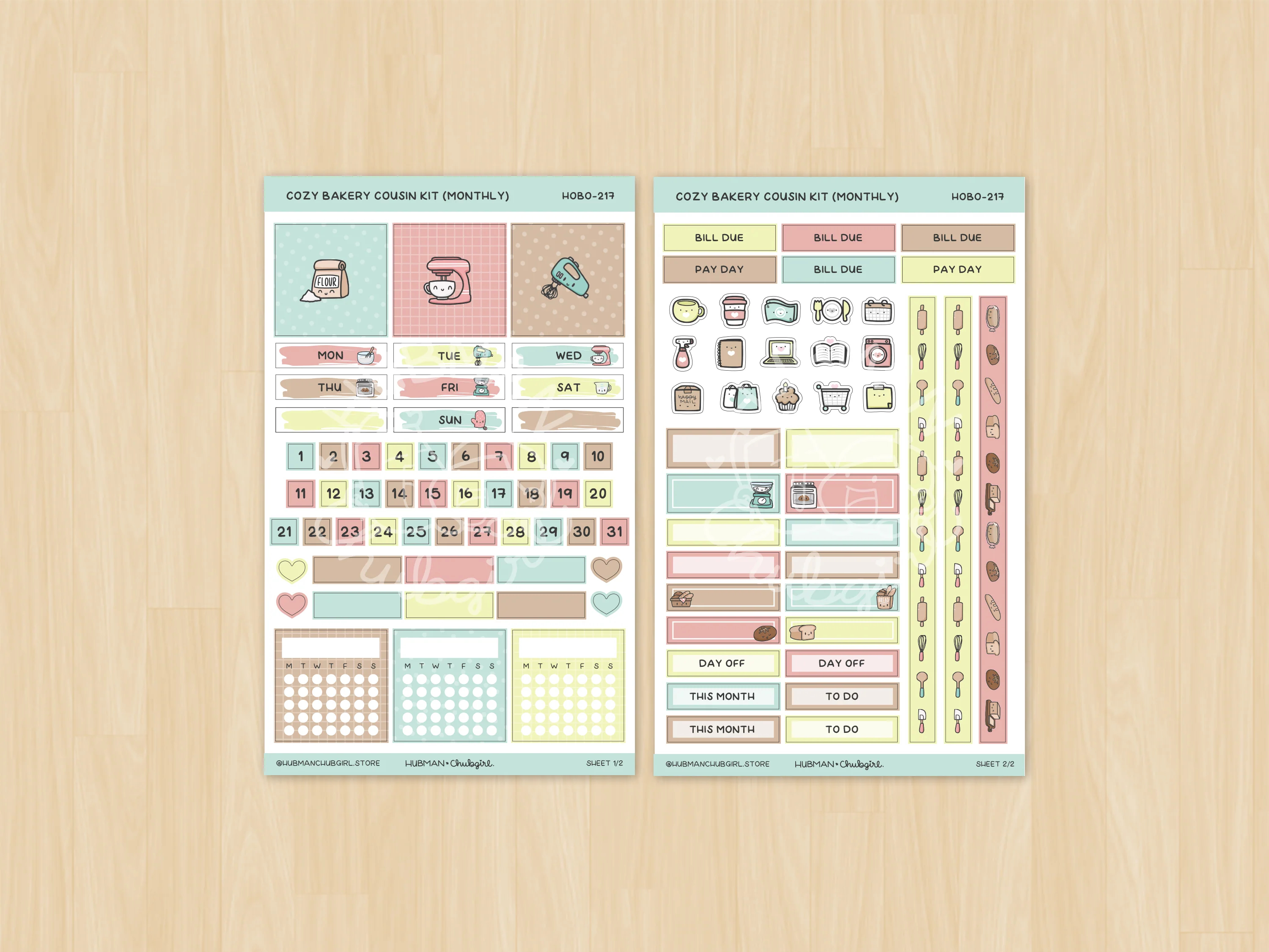 Cozy Bakery Theme Hobonichi Cousin Monthly Kit (Set of 2) - Image 2