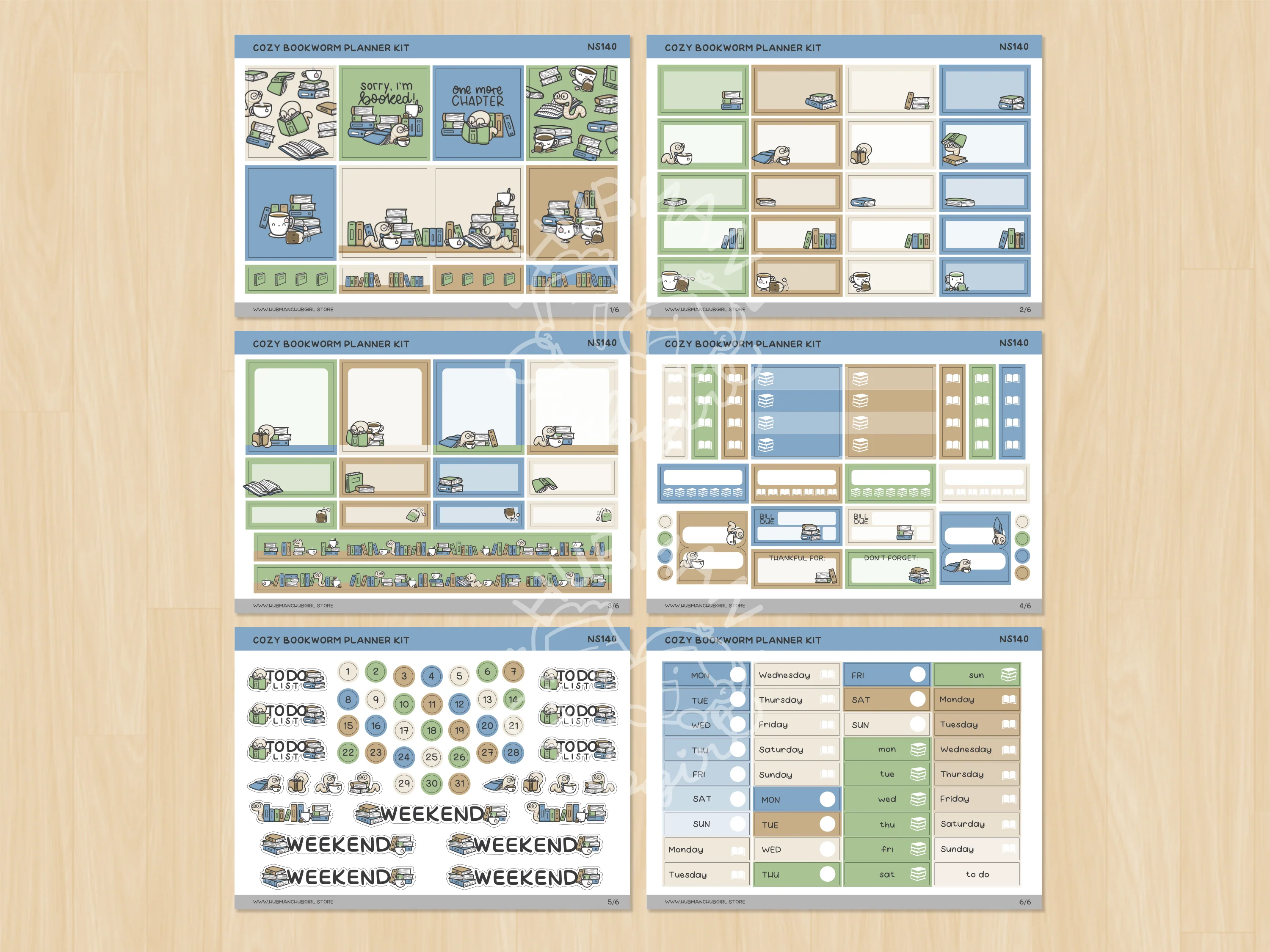 Cozy Bookworm Planner Kit (Set of 6) - Image 2