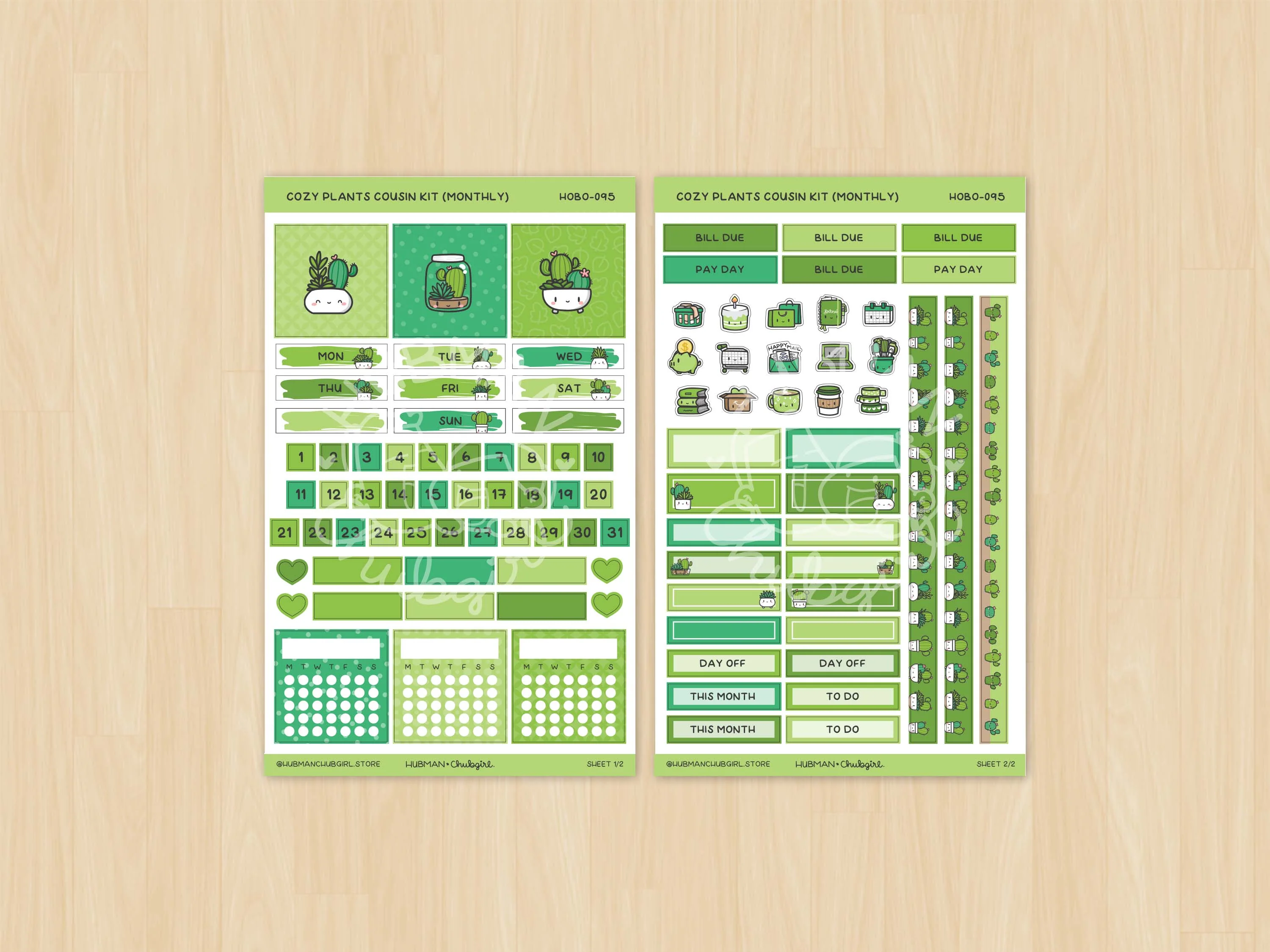 Cozy Plants Theme Hobonichi Cousin Monthly Kit (Set of 2) - Image 2