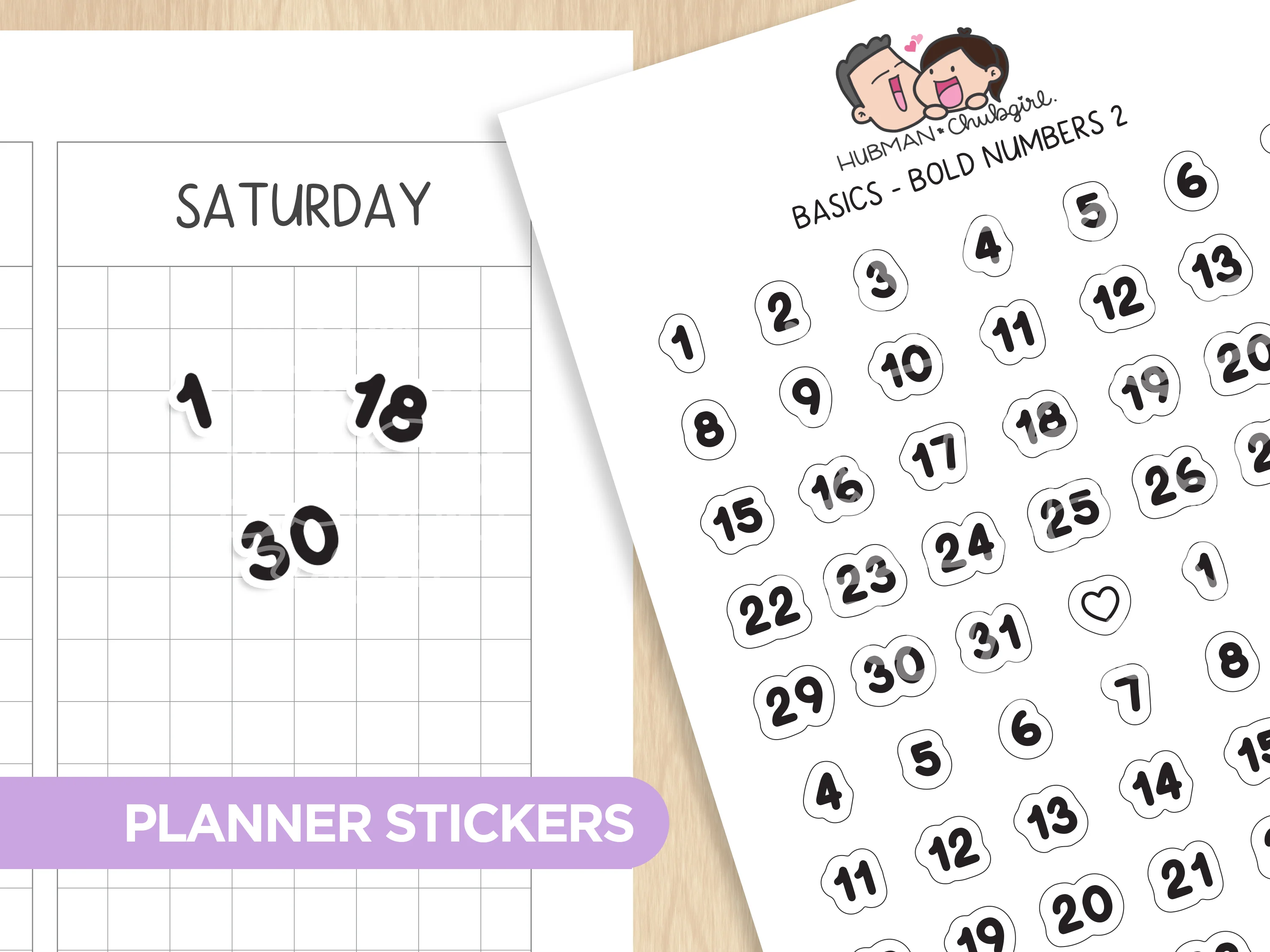 Dates & Numbers - Text Planner Stickers Set (Bold Font) - Image 3