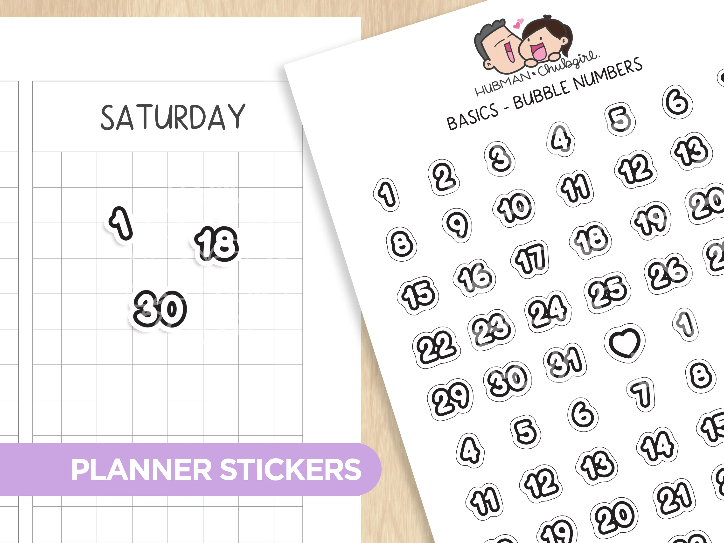 Dates & Numbers - Text Planner Stickers Set (Bubble Font) - Image 3