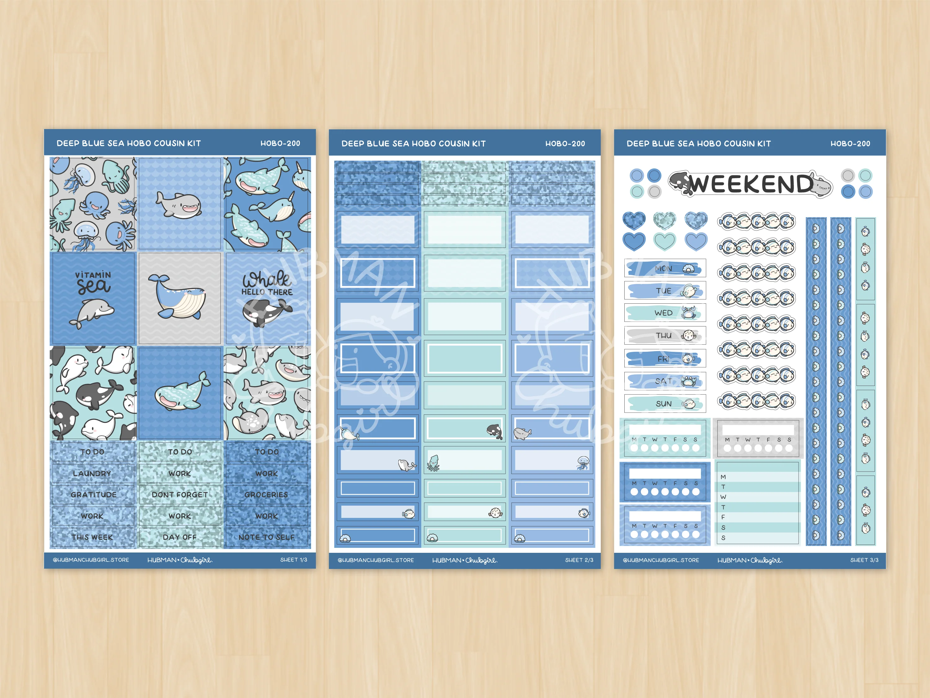 Deep Blue Sea Theme Hobonichi Cousin Weekly Kit (Set of 3) - Image 2