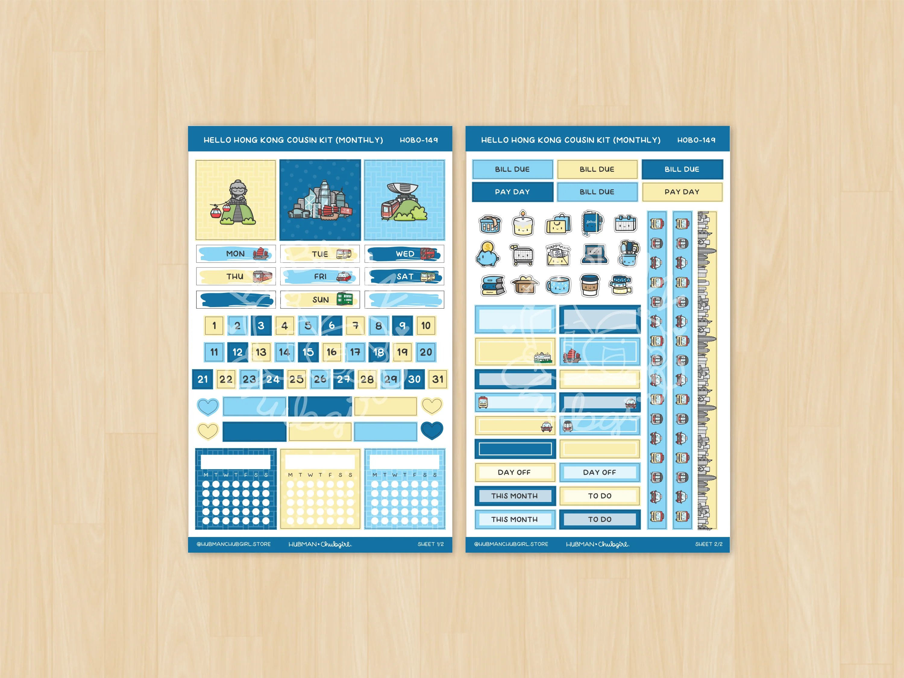 Hello Hong Kong Theme Hobonichi Cousin Monthly Kit (Set of 2) - Image 2