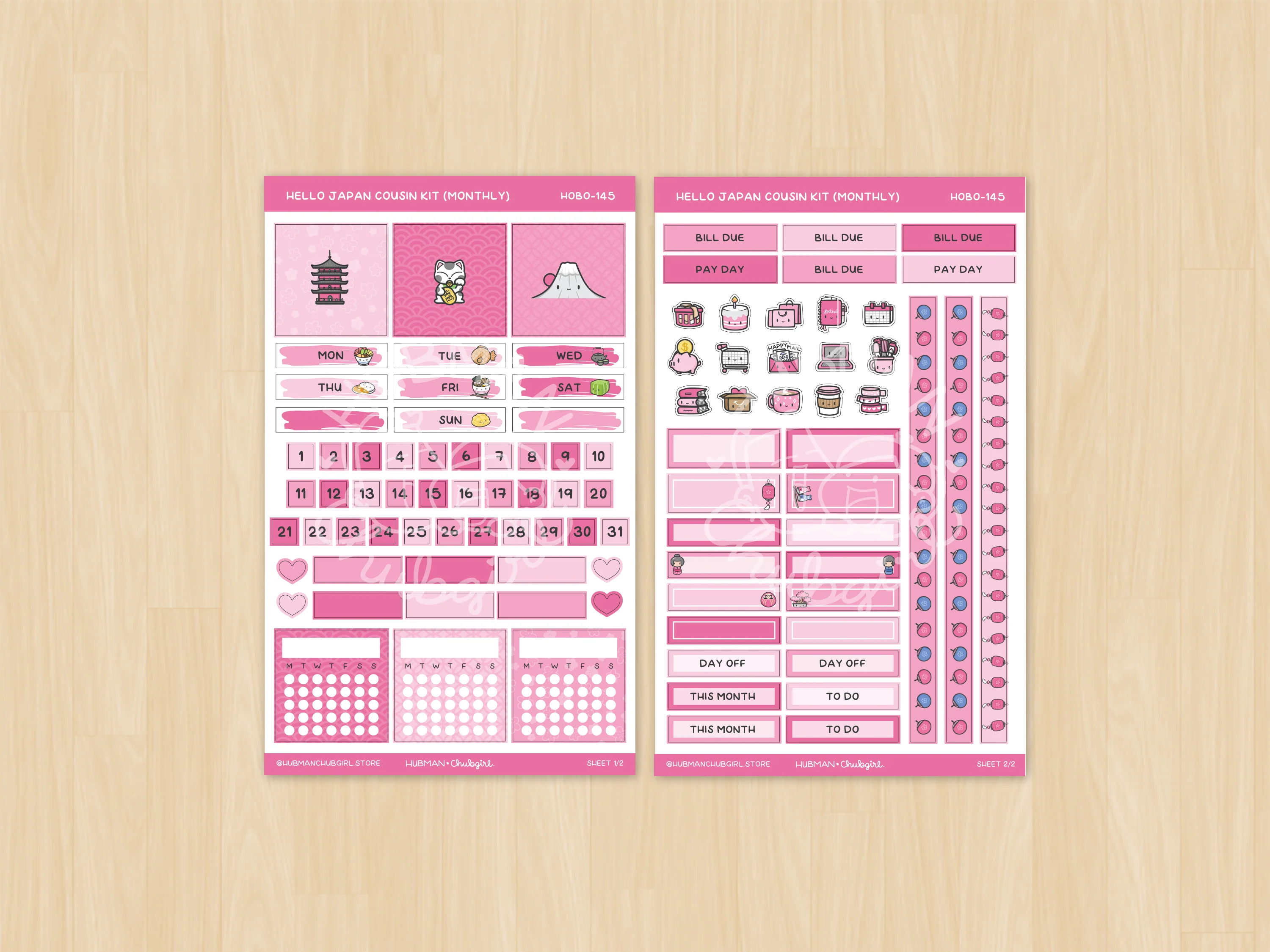 Hello Japan Theme Hobonichi Cousin Monthly Kit (Set of 2) - Image 2