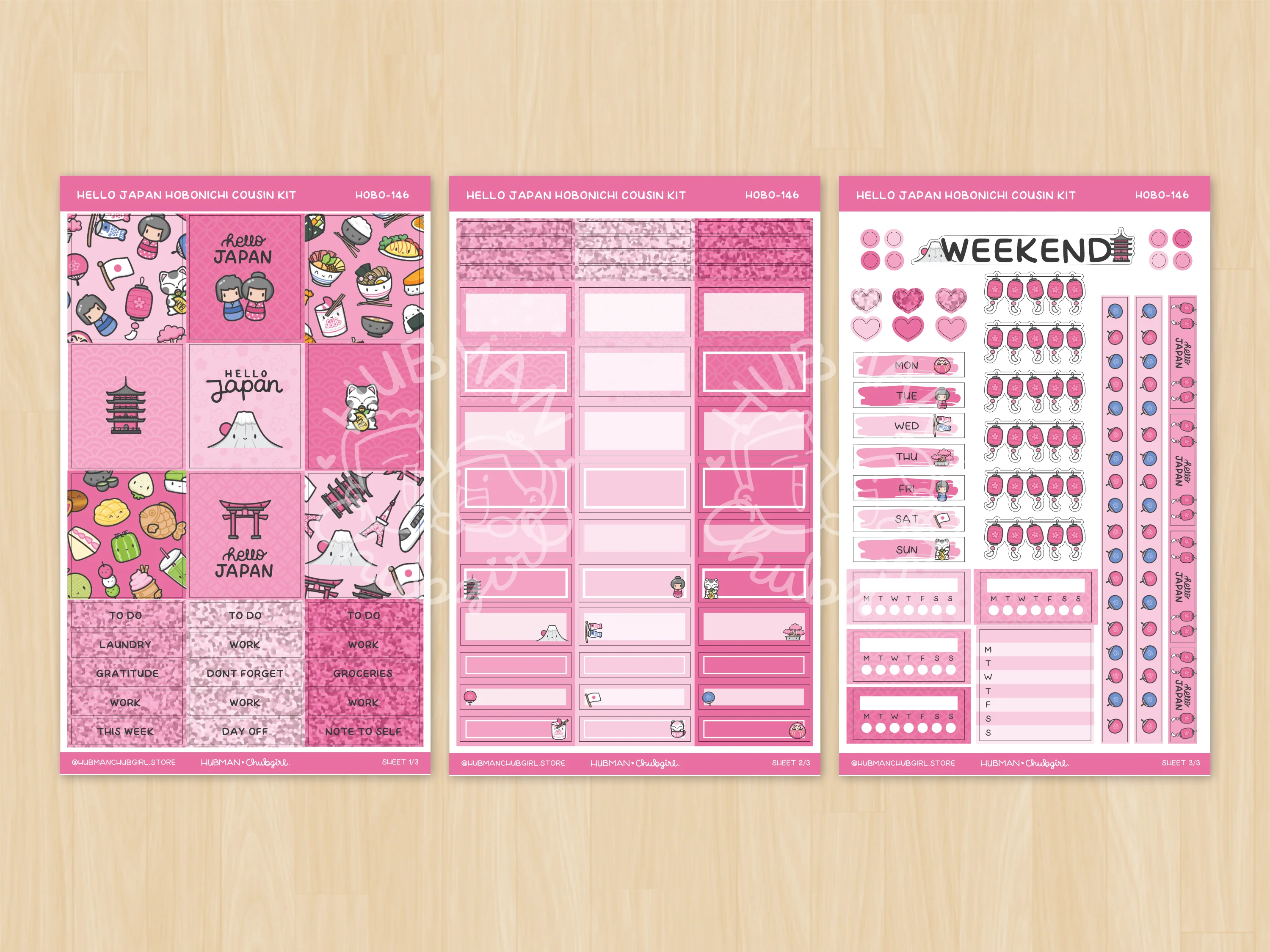 Hello Japan Theme Hobonichi Cousin Weekly Kit (Set of 3) - Image 2