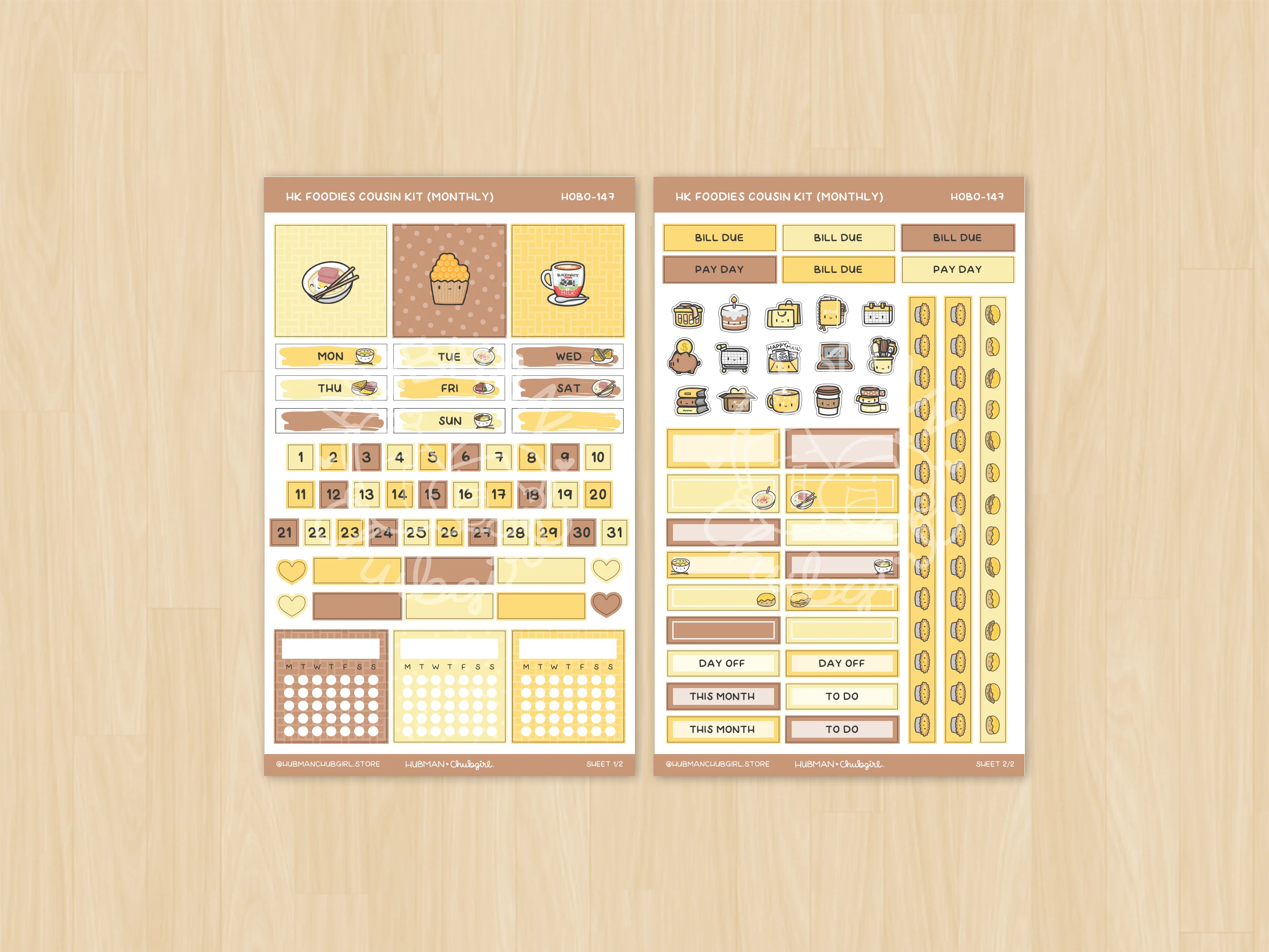 HK Foodies Theme Hobonichi Cousin Monthly Kit (Set of 2) - Image 2
