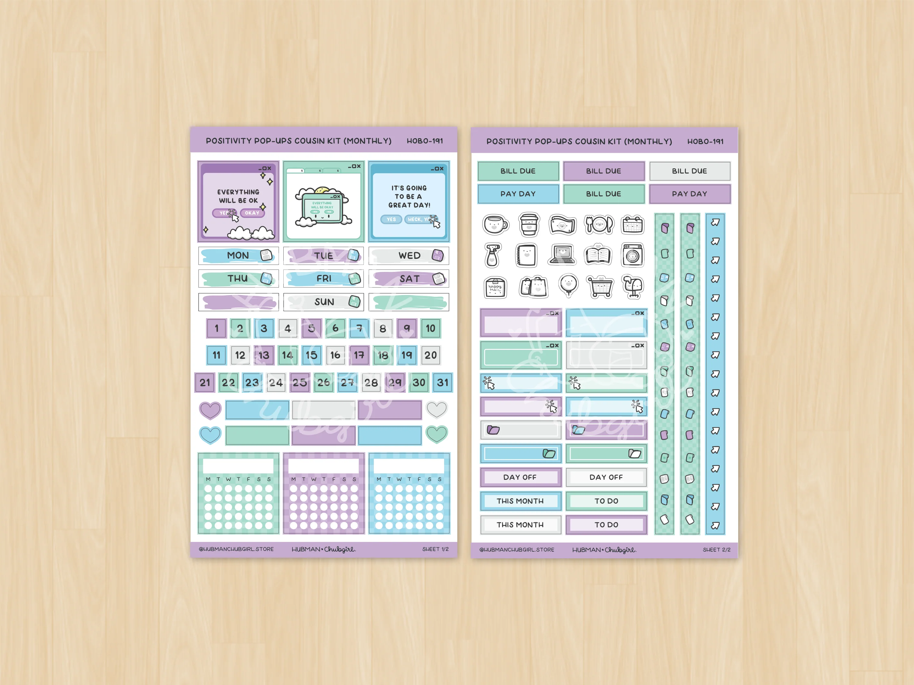 Positivity Pop-Ups Theme Hobonichi Cousin Monthly Kit (Set of 2) - Image 2