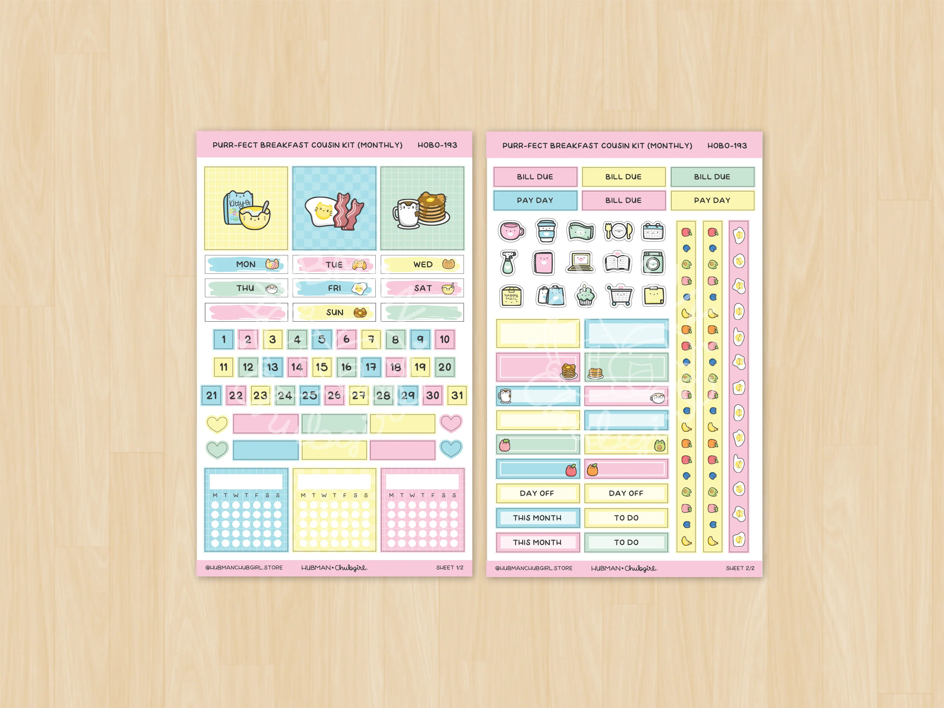 Purr-fect breakfast Theme Hobonichi Cousin Monthly Kit (Set of 2) - Image 2