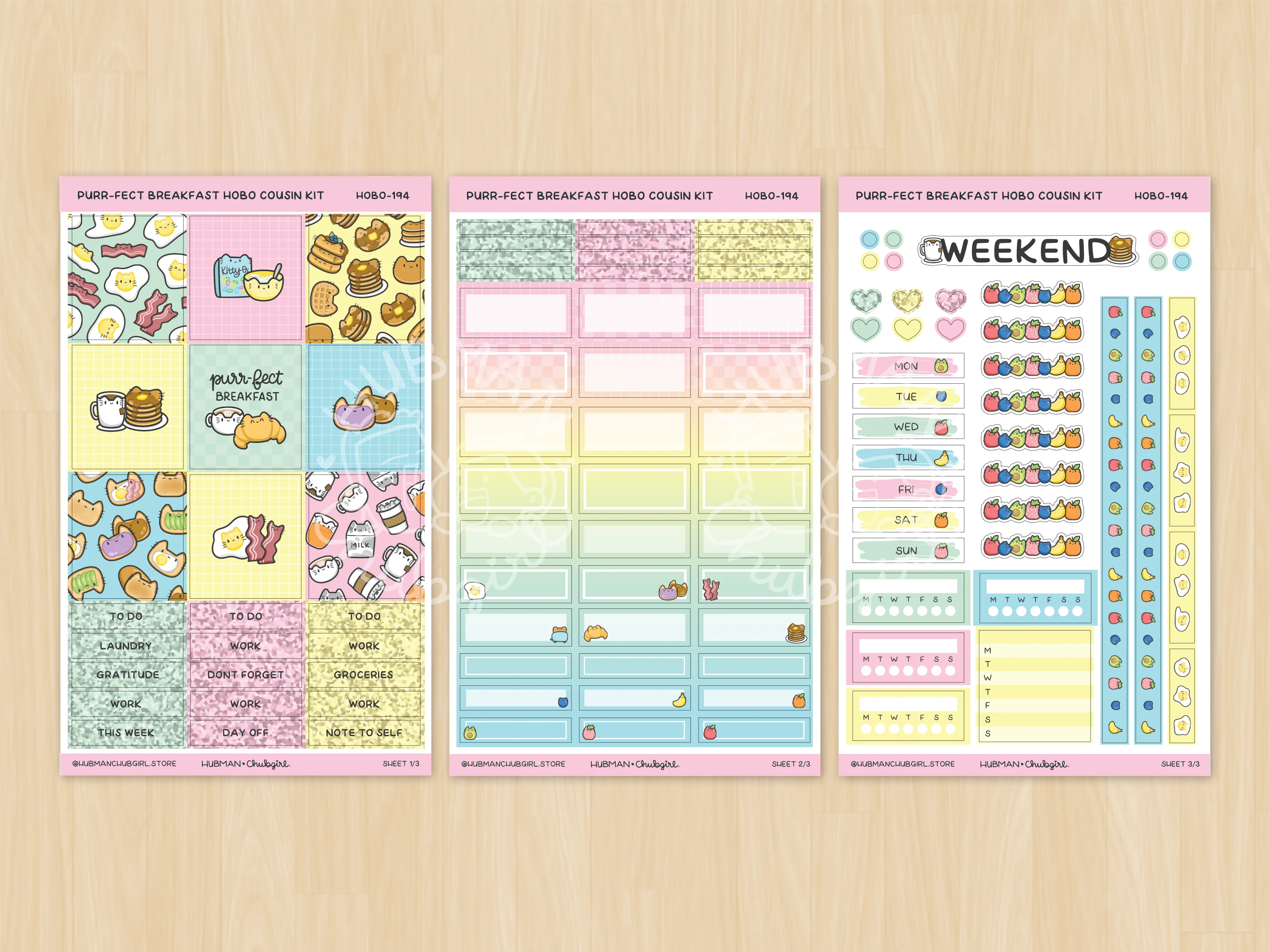 Purr-fect breakfast Theme Hobonichi Cousin Weekly Kit (Set of 3) - Image 2