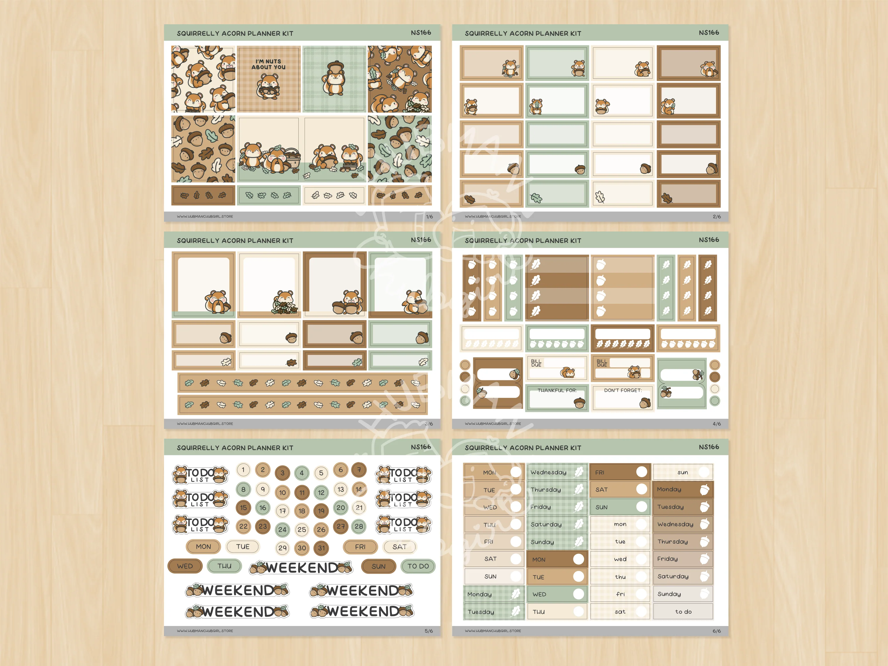 Squirrelly Acorn Planner Kit (Set of 6) - Image 2