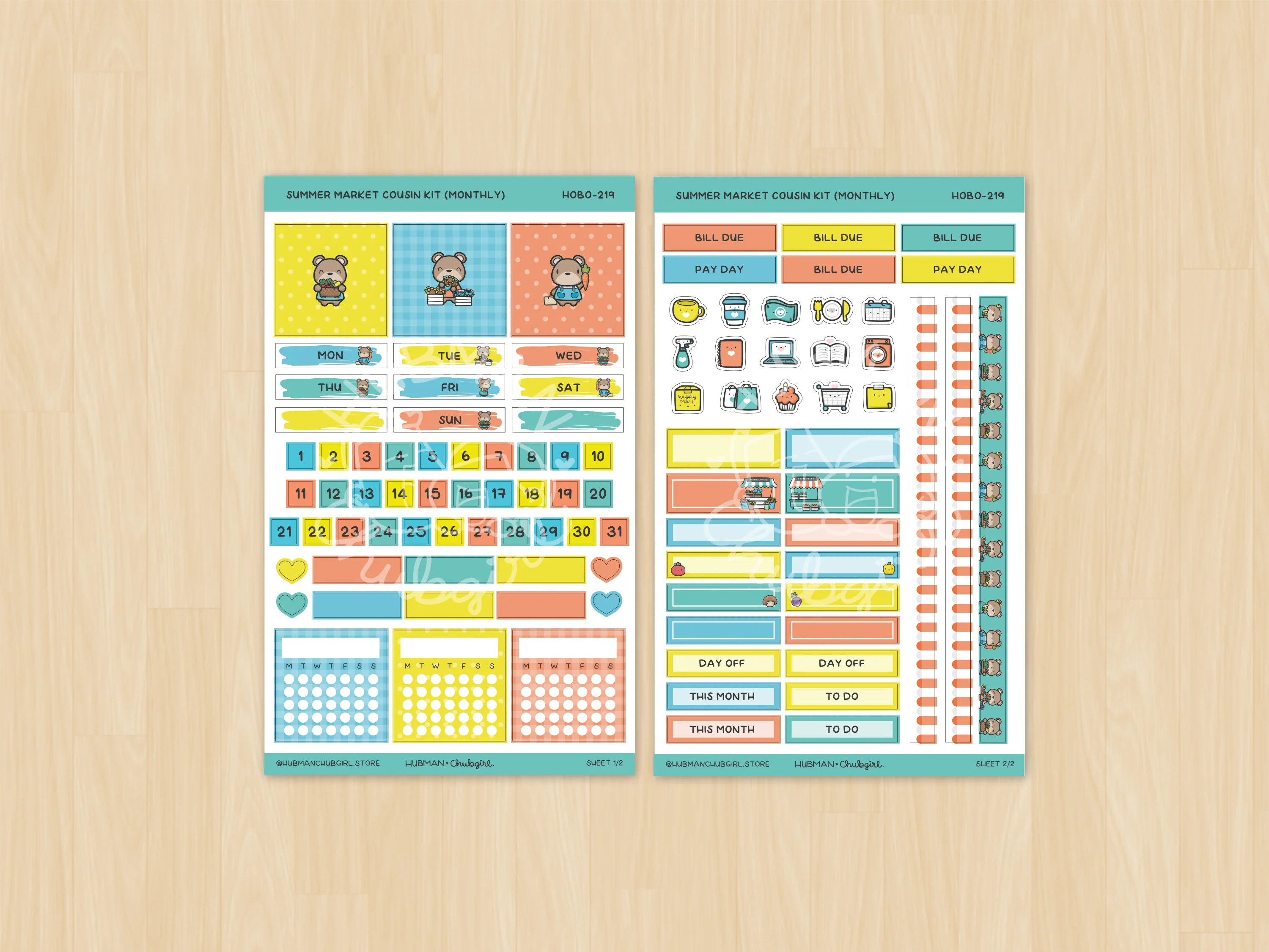 Summer Market Theme Hobonichi Cousin Monthly Kit (Set of 2) - Image 2