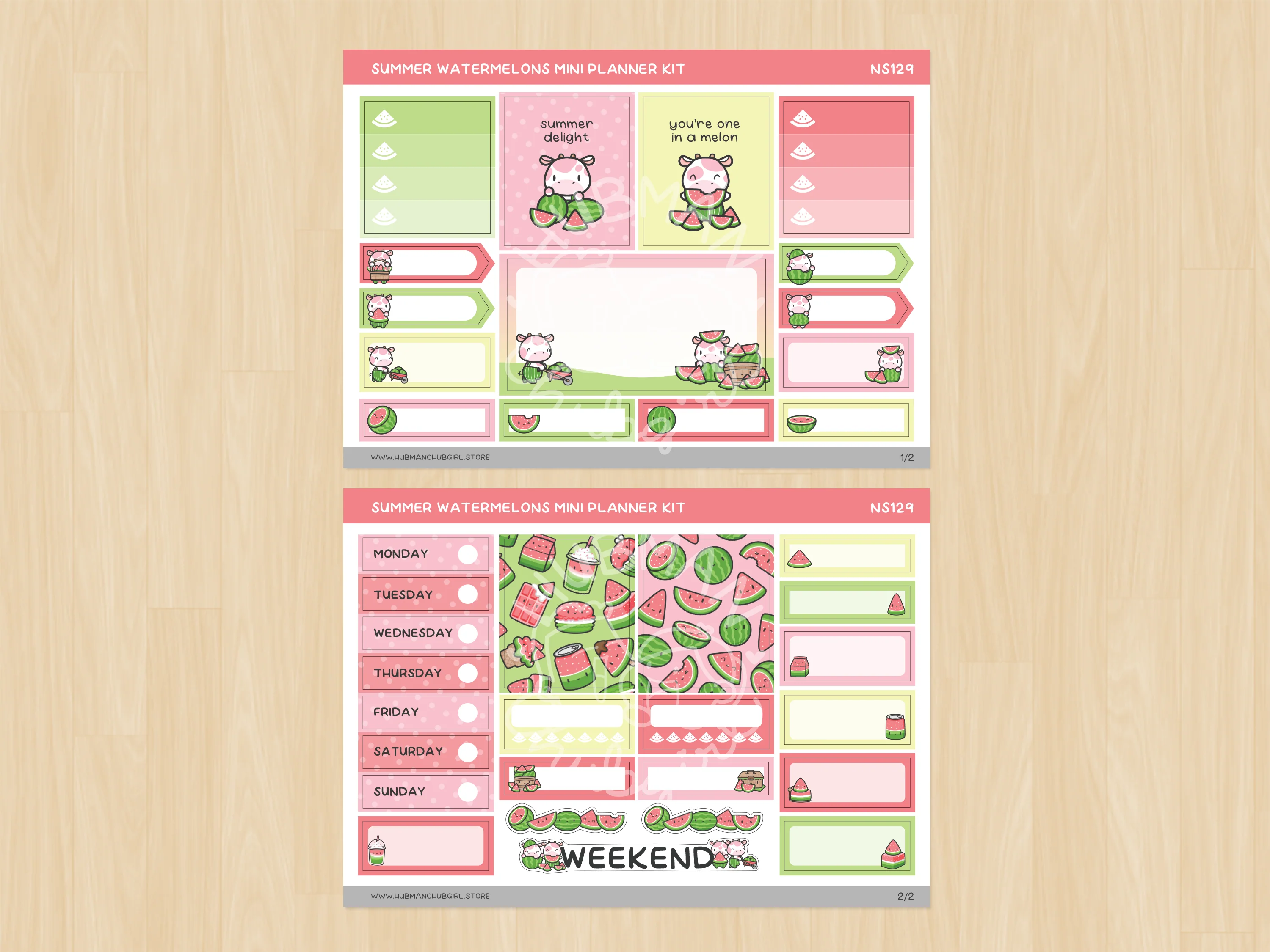 Summer Watermelon Mini Planner Kit (set of 2) - Image 2