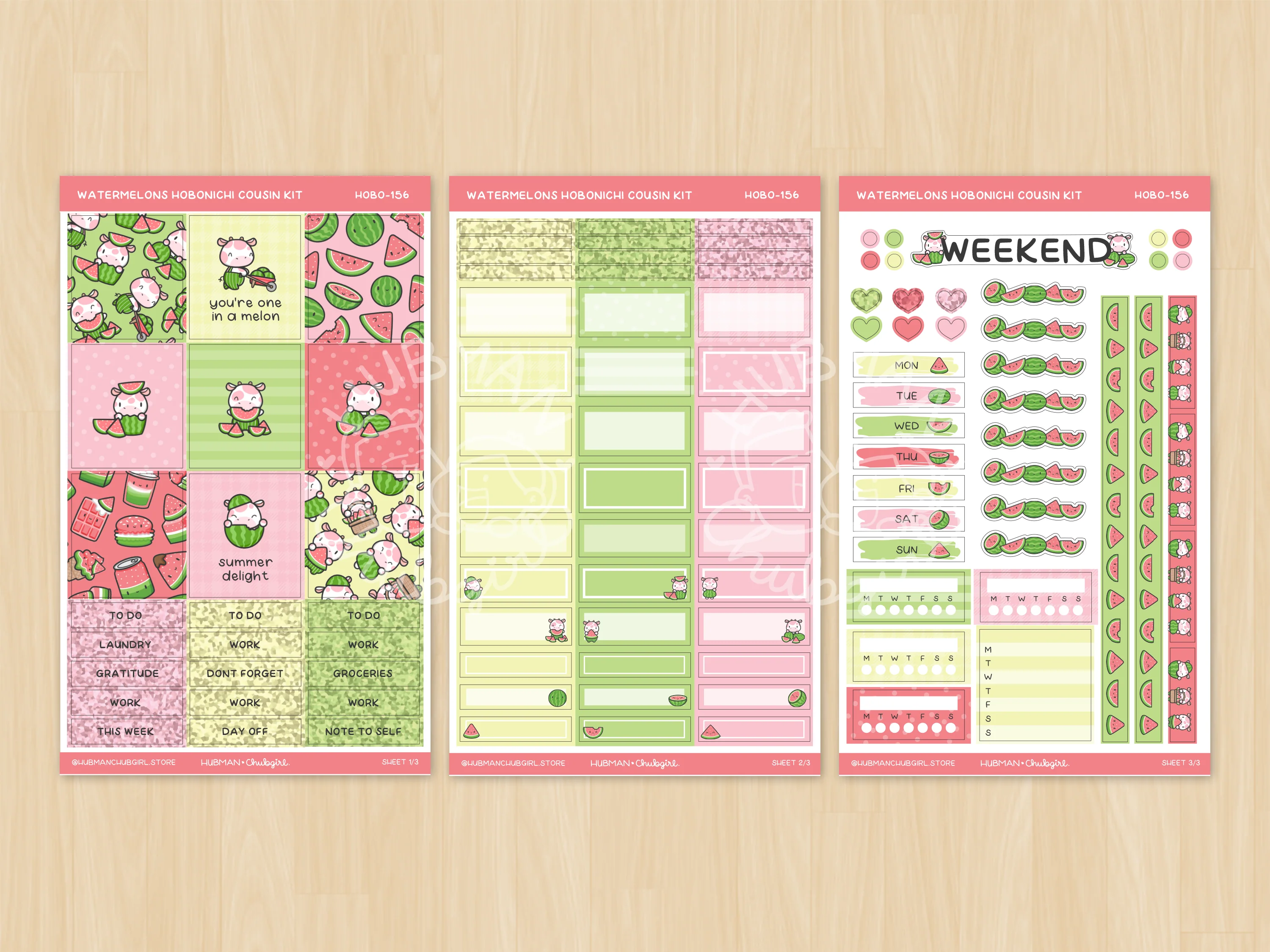 Summer Watermelons Hobonichi Cousin Weekly Kit (Set of 3) - Image 2