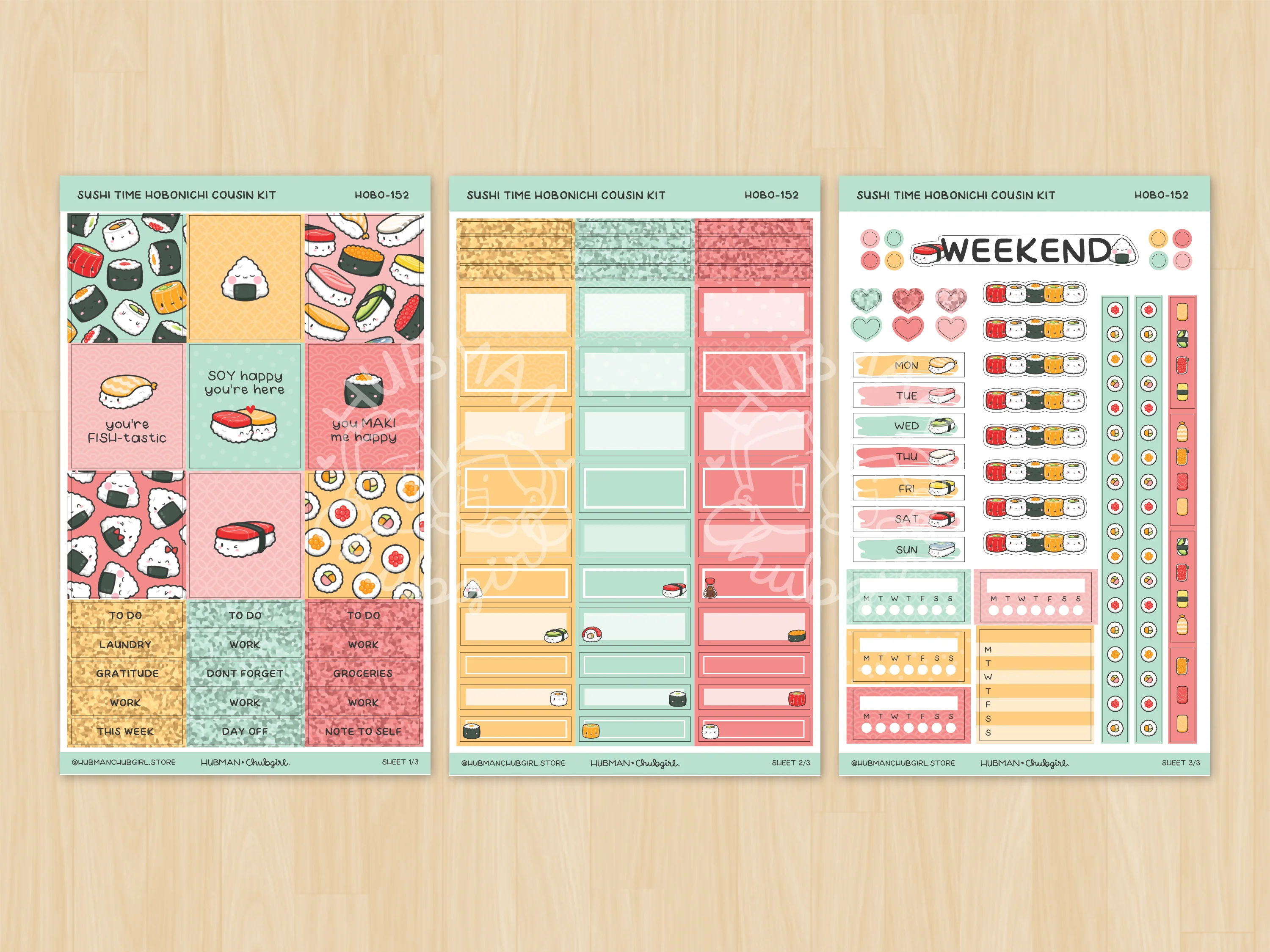 Sushi Time Theme Hobonichi Cousin Weekly Kit (Set of 3) - Image 2