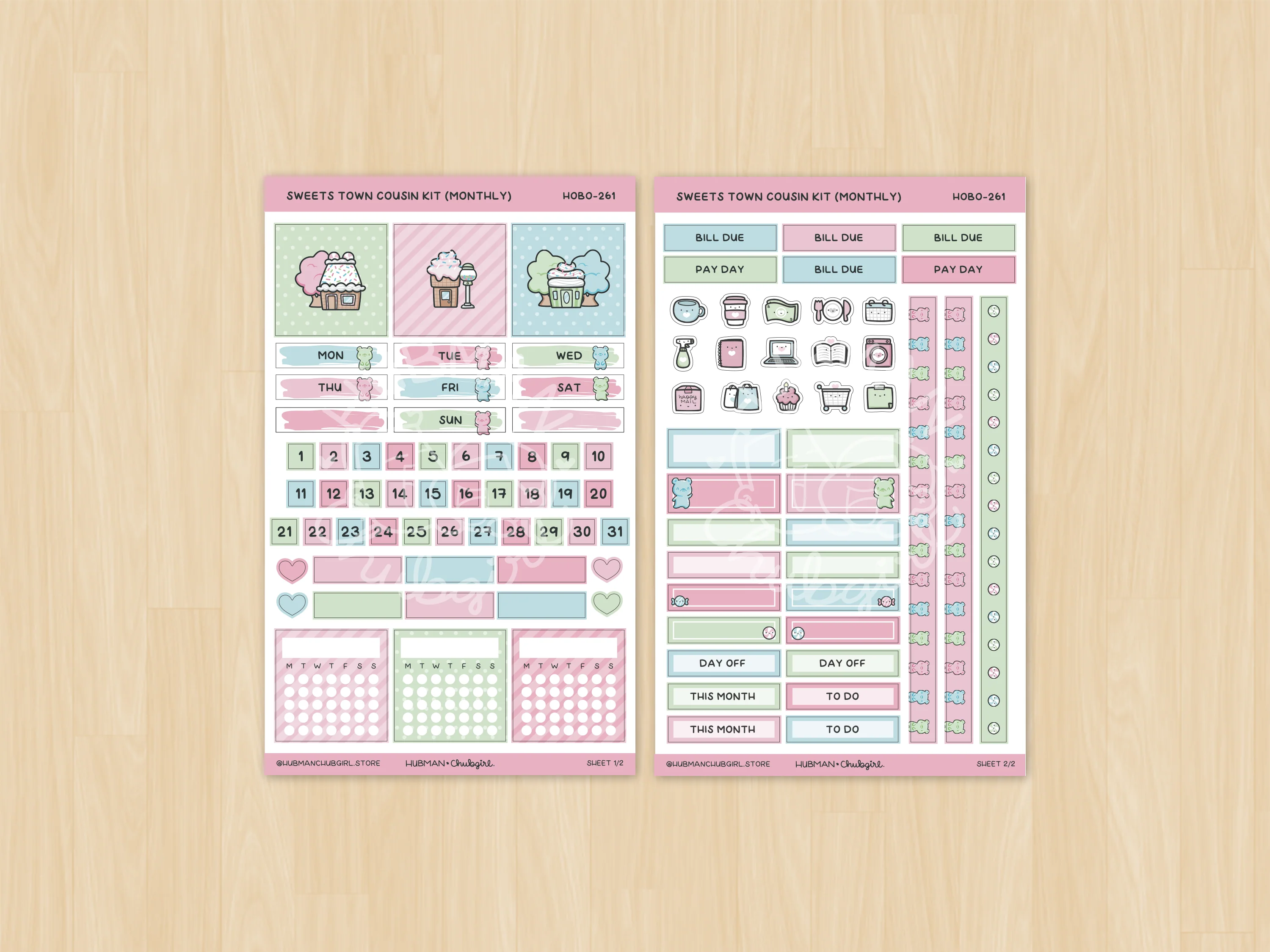 Sweets Town Hobonichi Cousin Monthly Kit (Set of 2) - Image 2