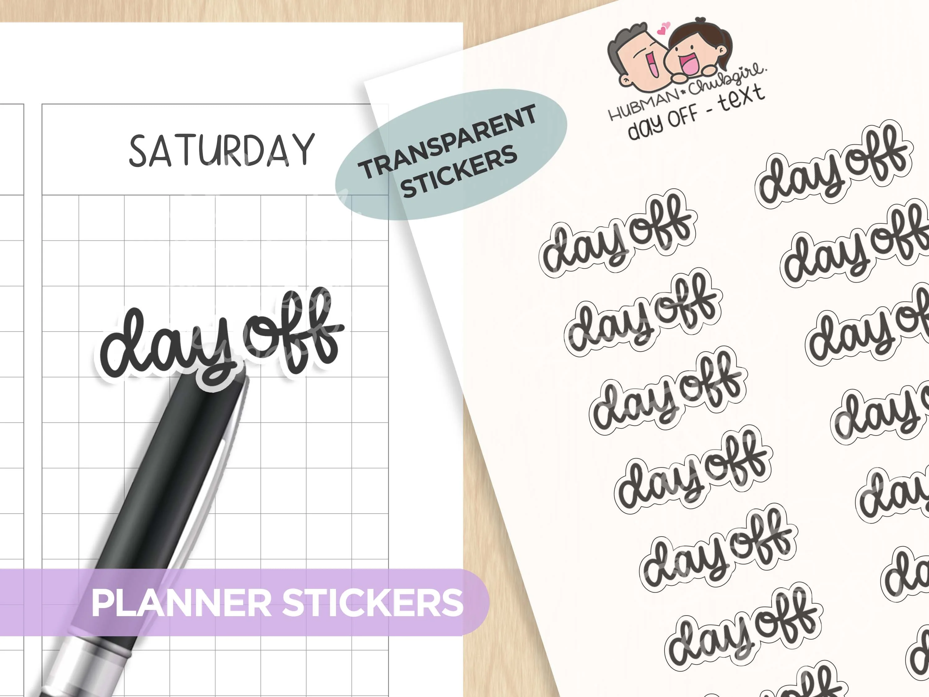 Text Planner Stickers Set (Script Font) - Image 3