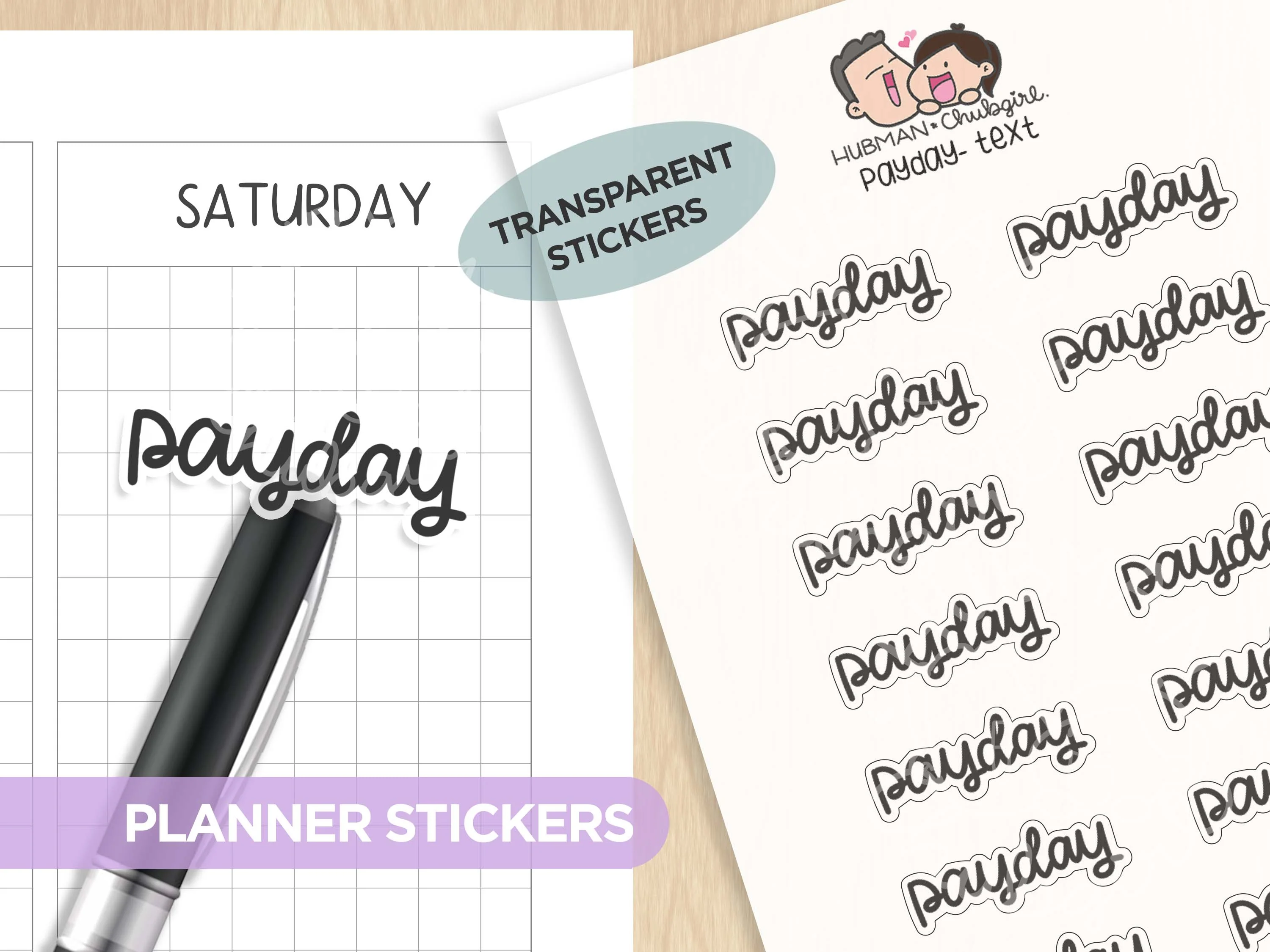Text Planner Stickers Set (Script Font) - Image 8