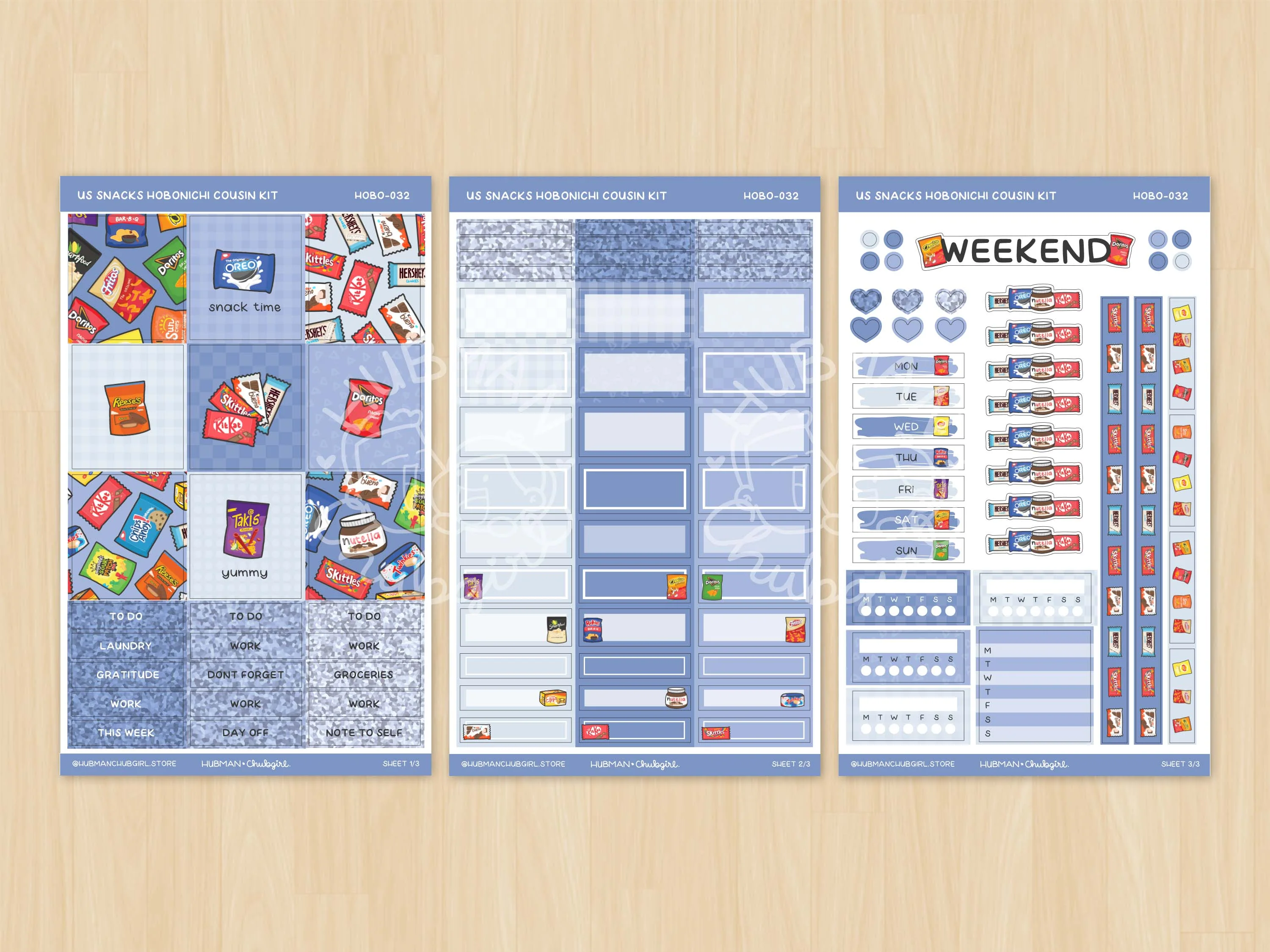 US Snacks Theme Hobonichi Cousin Weekly Kit (Set of 3) - Image 2