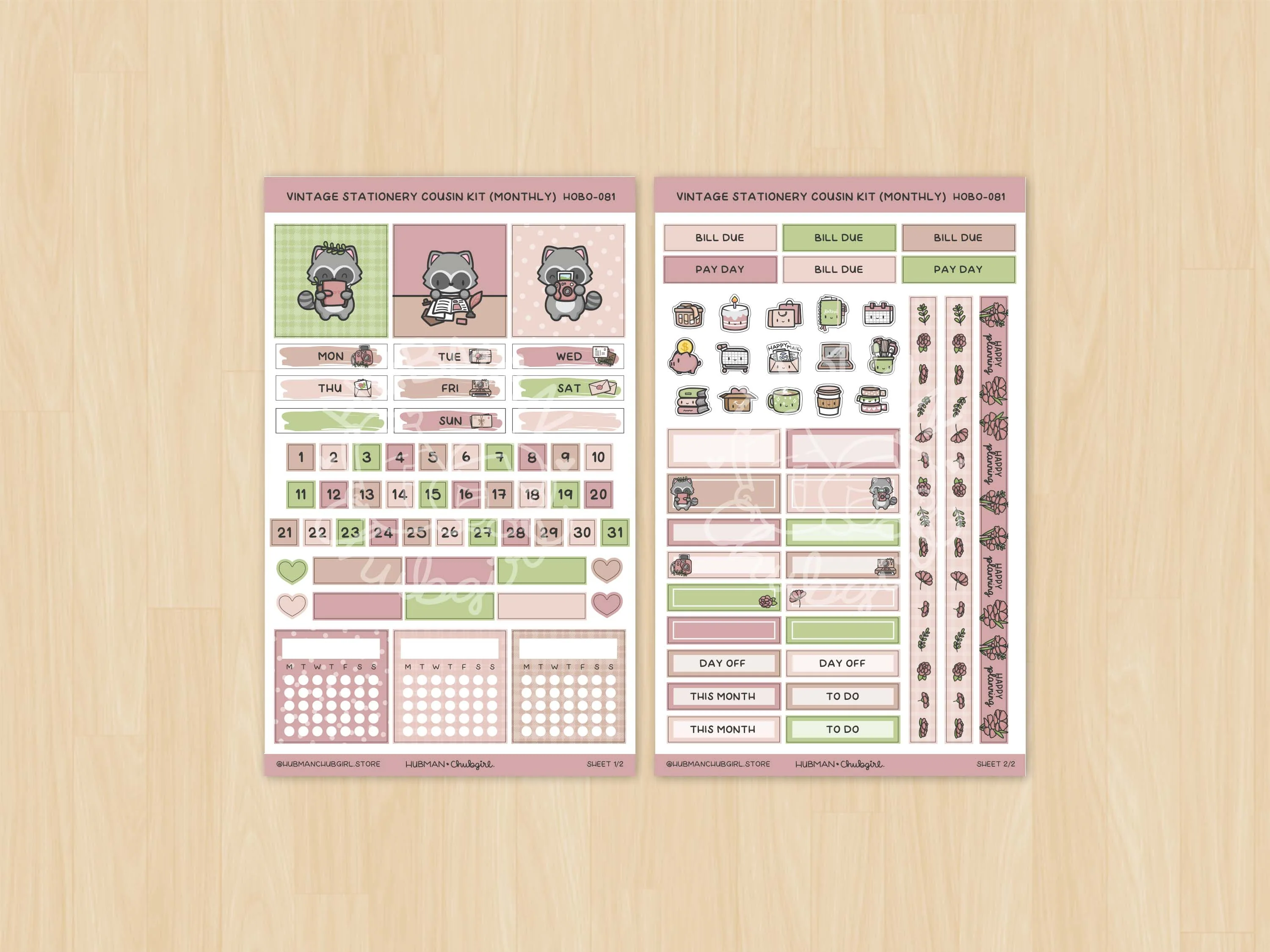 Vintage Stationery Theme Hobonichi Cousin Monthly Kit (Set of 2) - Image 2