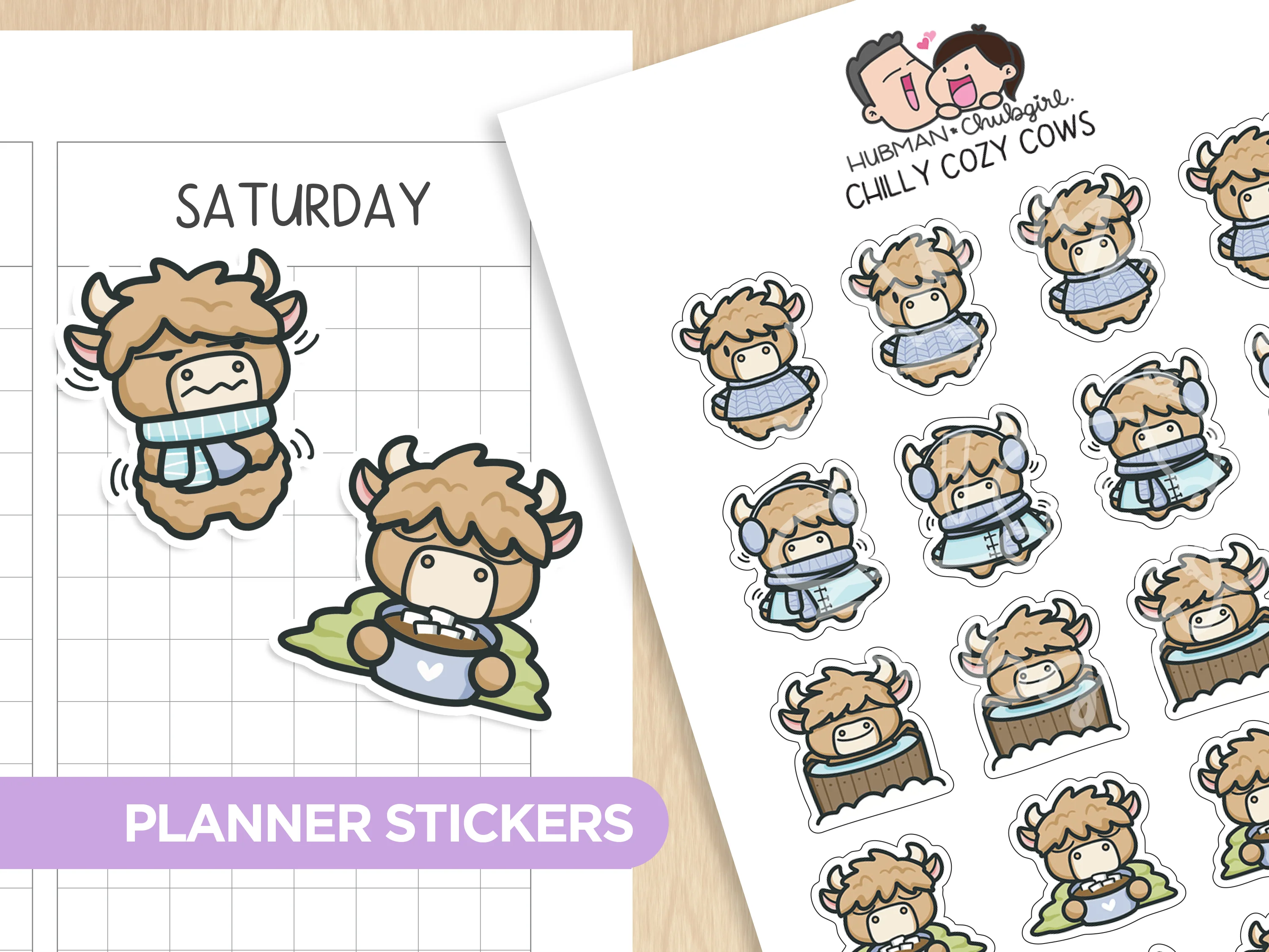 Winter Highland Cows Sticker Set - Image 6