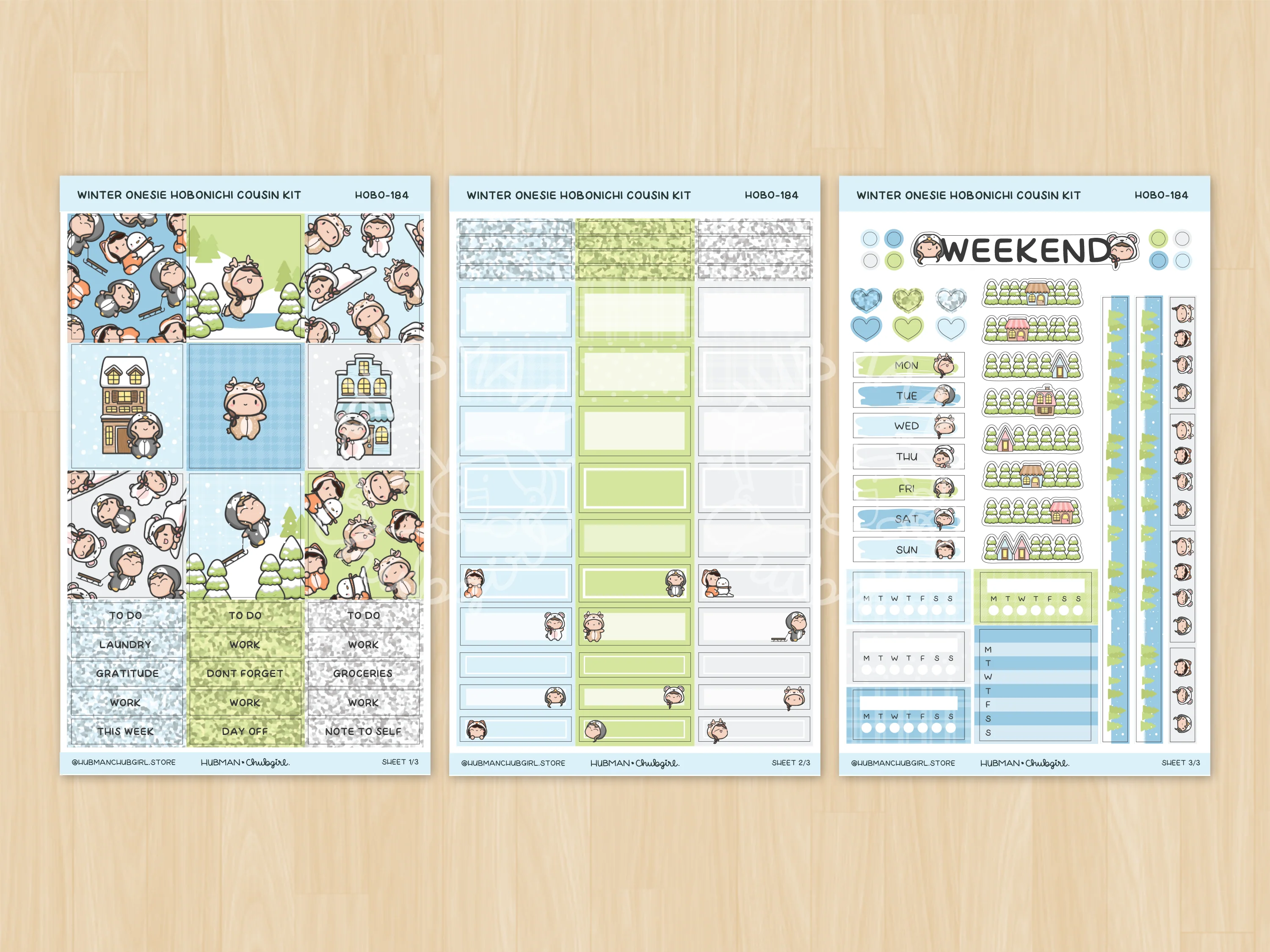 Winter Onesie Town Theme Hobonichi Cousin Weekly Kit (Set of 3) - Image 2